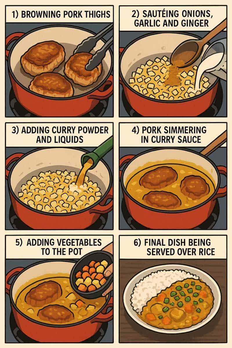 Steps of making Japanese Coconut Curry Braised Pork Thighs